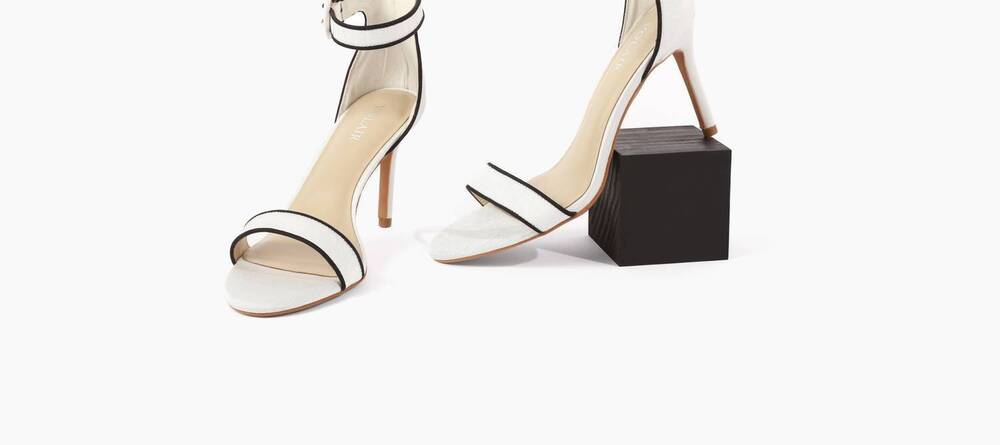 NEW VOLAIR women's comfy sporty strap stiletto heel in white